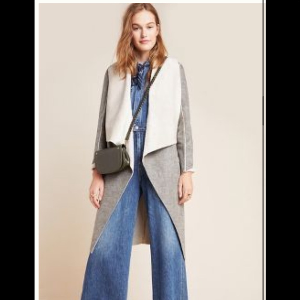 Anthropology Suede Sherpa Jacket